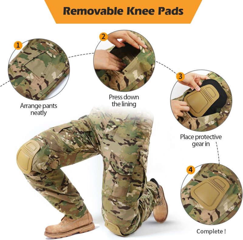 Men’s Combat Pants with Knee Pads Tactical Outdoor Military Camouflage Paintball