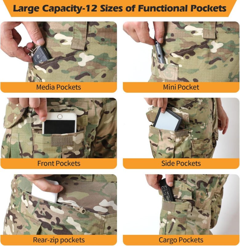 Men’s Combat Pants with Knee Pads Tactical Outdoor Military Camouflage Paintball