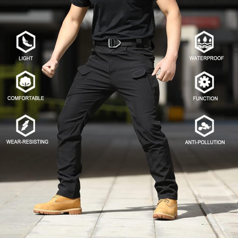 AUTIWITUA Men’s Tactical Pants Water Resistant Flex Ripstop Cargo Pants Lightweight Hiking Pants with Multi Pockets(No Belt)