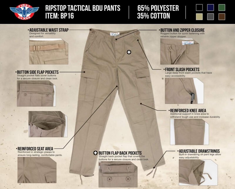 First Class Men’s Rip-Stop Tactical BDU Pants