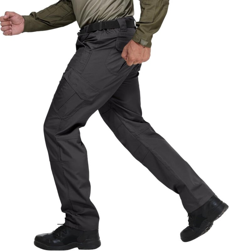 FIRST WAY Men’s Ripstop Tactical Pants, Water Resistant Cargo Pants, Outdoor Lightweight EDC Hiking Work Pants