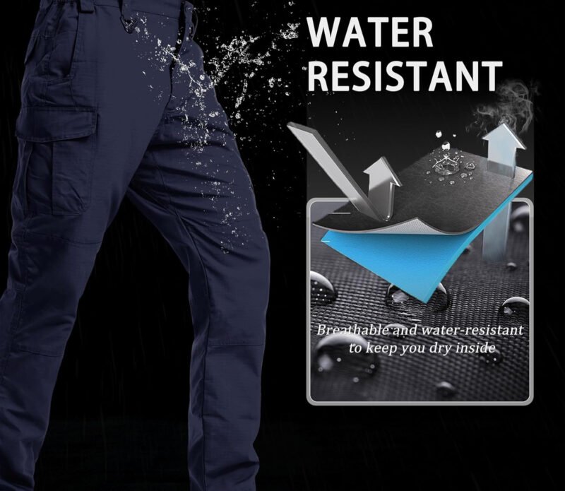 MAGCOMSEN Men’s Tactical Pants 9 Pockets Ripstop, Water Repellent, Cargo Pants for Work, Hiking, Hunting(No Belt)