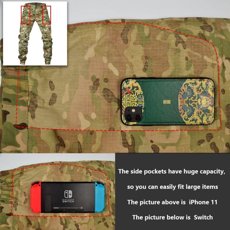 Men’s Tactical Cargo Pants, Camouflage Outdoor Working Clothing with Pockets