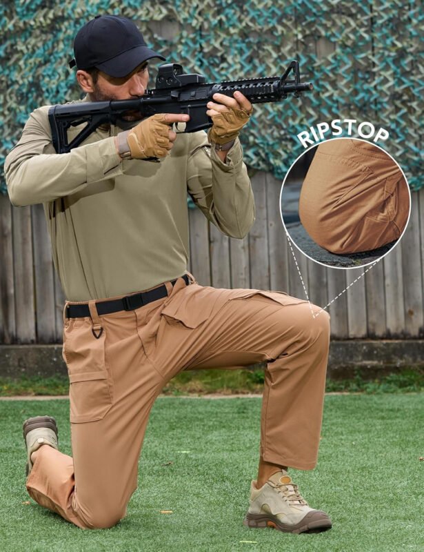 MOURCE Tactical Pants for Men Ripstop – Water Resistant Mens Work Pants Lightweight Quick Dry with 9 Pockets