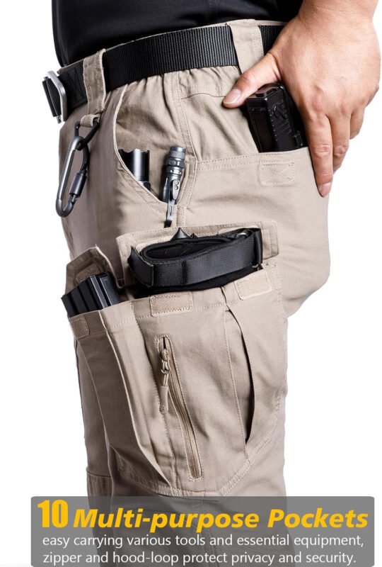 NAVEKULL Men’s Flex Tactical Pants Cotton Stretch Work Cargo Pants Lightweight EDC Outdoor Hiking Trousers