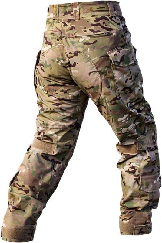 Men’s Tactical Pants with Knee Pads Camo Cargo Pants Waterproof Hiking Pants 10 Pockets No Belt