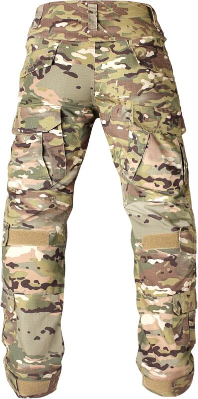 Tactical Pants Camo Cargo Pants for Men Outdoor Hiking Pants Ripstop Work Pants Multi Pocket Pants No Belt No Kneepad