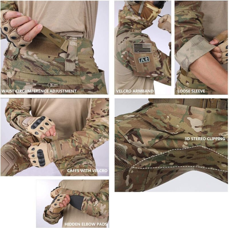 G3 Combat Suit Military Apparel Set Tactical Camouflage Clothing Hunting Uniform Paintball Gear with Knee Pads for Men