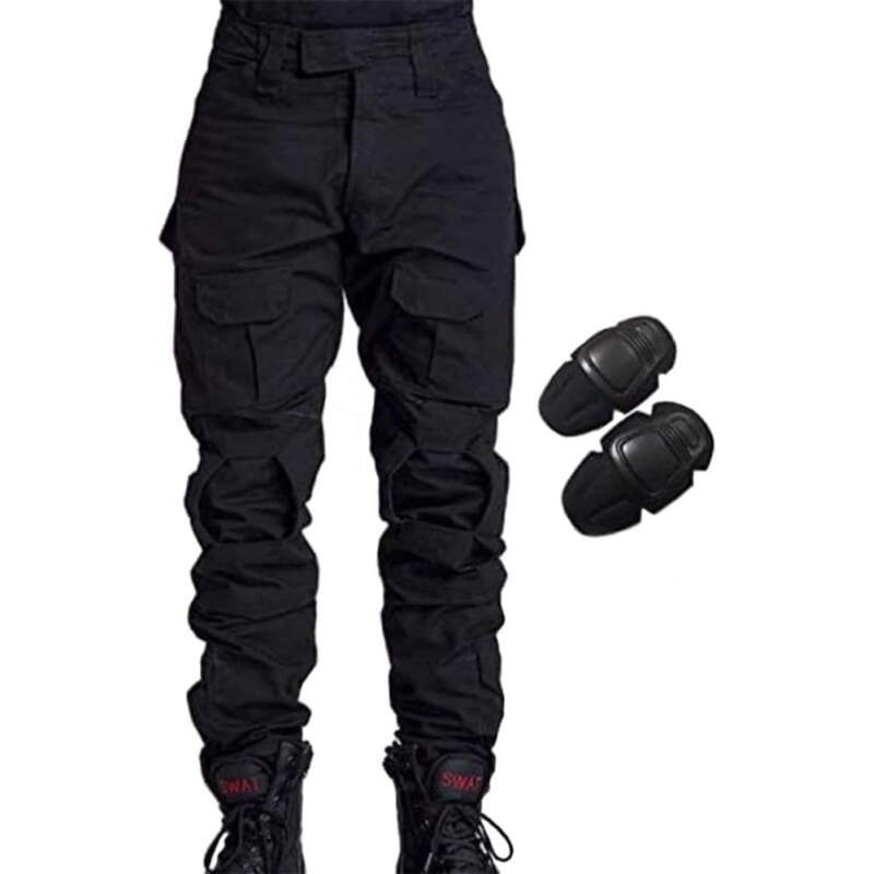 H World Shopping  Paintball Pants Combat Men Pants with Knee Pads Black