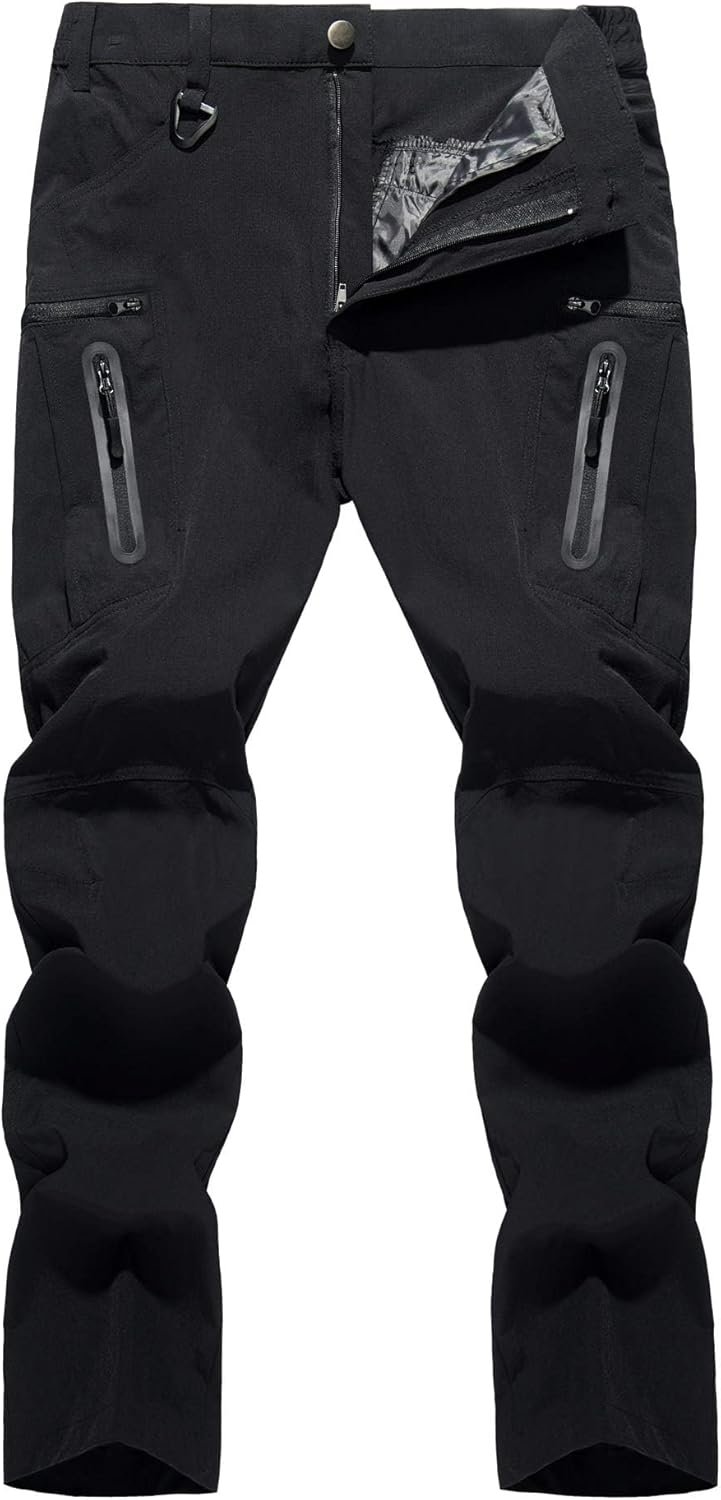 TACVASEN Men’s Lightweight Hiking Tactical Pants Waterproof Quick Dry Cargo Work Rain Outdoor Pants 8 Pockets