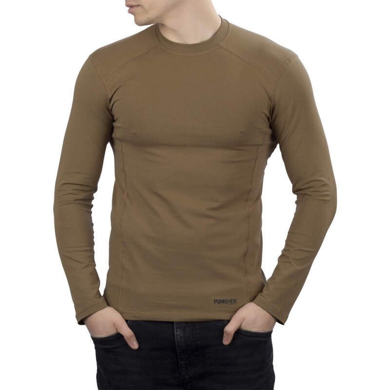 281Z Mens Military Stretch Cotton Long Sleeve T-Shirt – Tactical Hiking Outdoor Undershirt – Punisher Combat Line