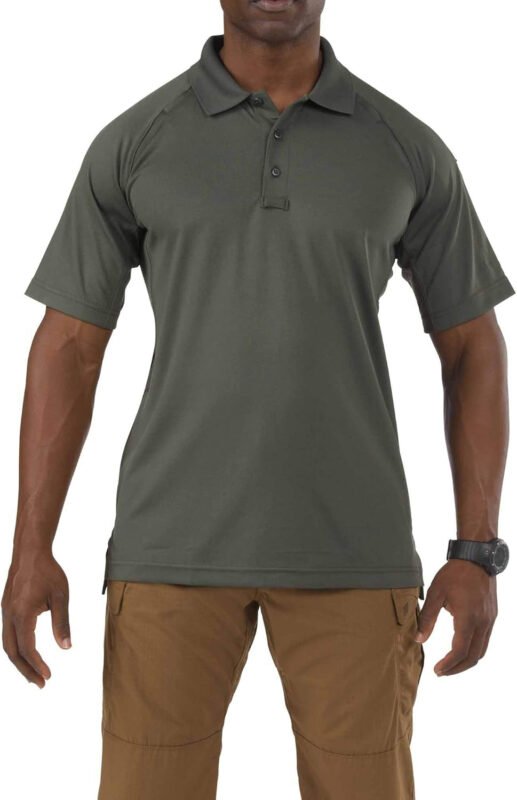 5.11 Tactical Men’s Performance Short Sleeve Polo, 100% Polyester, Moisture Wicking, Style 71049