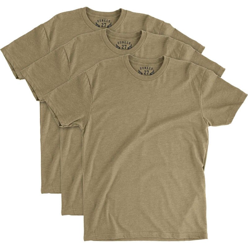 BUNKER 27 3-Pack Coyote Brown T-Shirt Military AFI 36-2903 & AR 670-1 Compliant