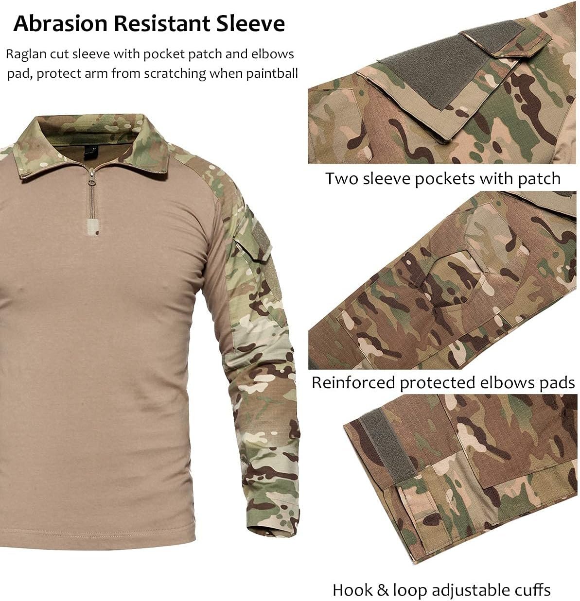 CARWORNIC Men’s Assault Military Tactical Combat Shirt Short Long Sleeve Outdoor Army T Shirt