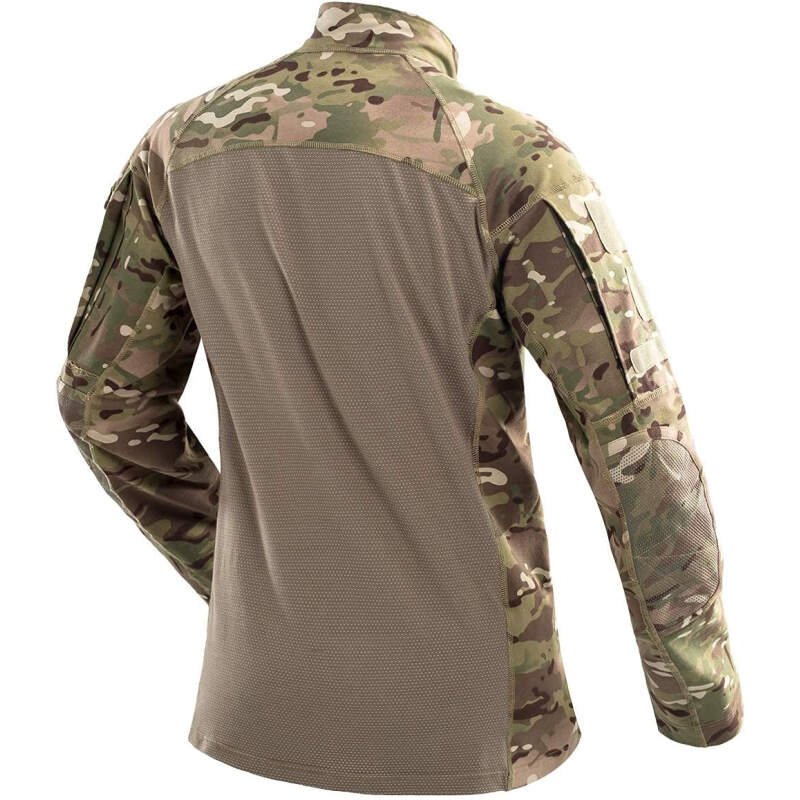 CARWORNIC Men’s Tactical Military Combat Shirt Long Sleeve Cotton Camo T Shirt with Zipper
