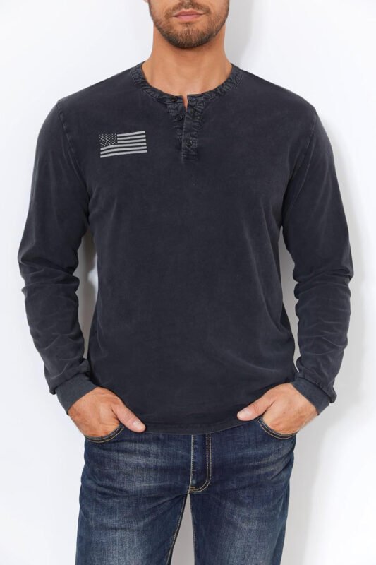 Mens Casual Button Short Sleeve Henley T-Shirts Patriotic Tactical Military Army Shirts for Men