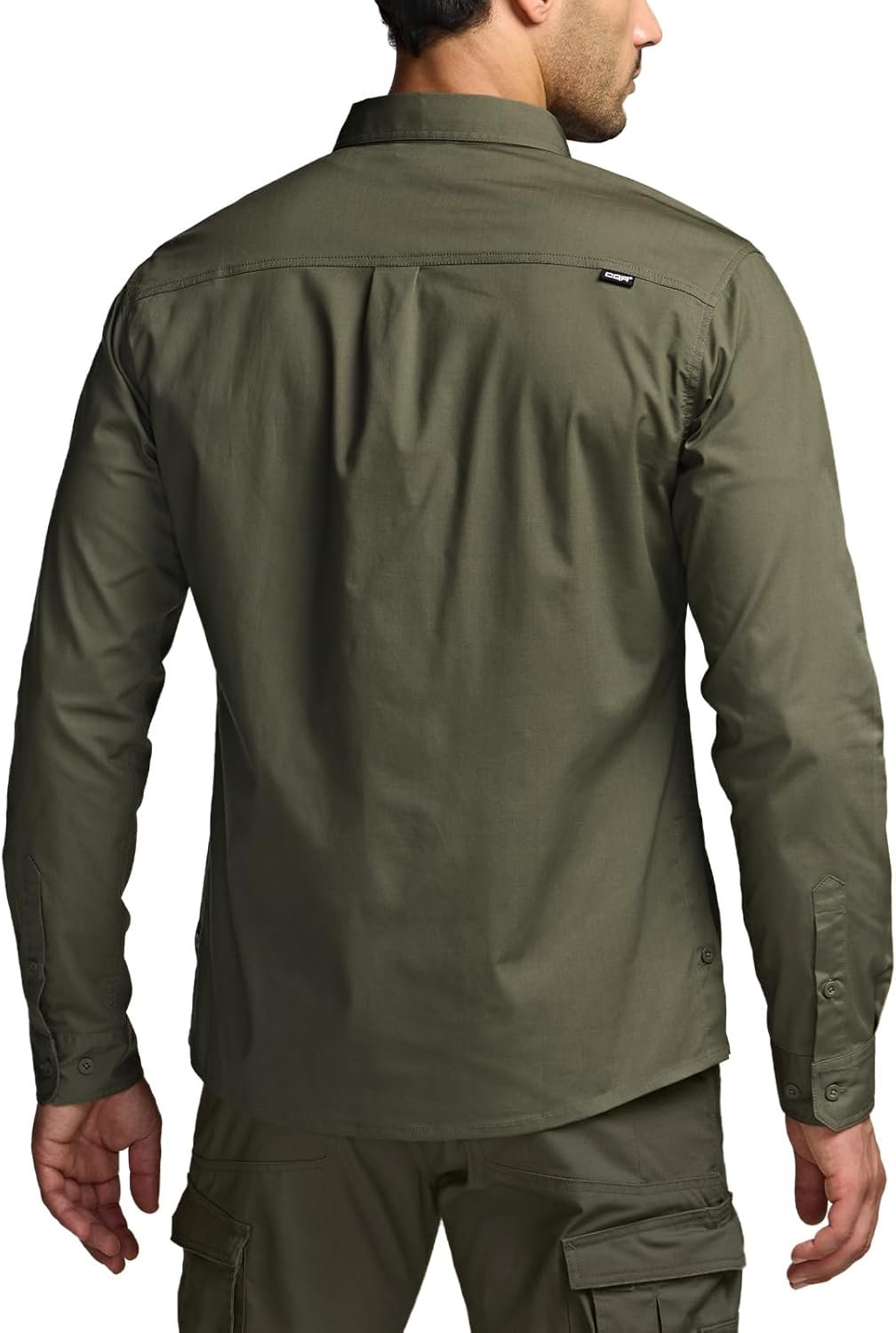 CQR Men’s Long Sleeve Tactical Shirts, Ripstop Military Work Shirts, UPF 50+ Breathable Button Down Outdoor Hiking Shirt