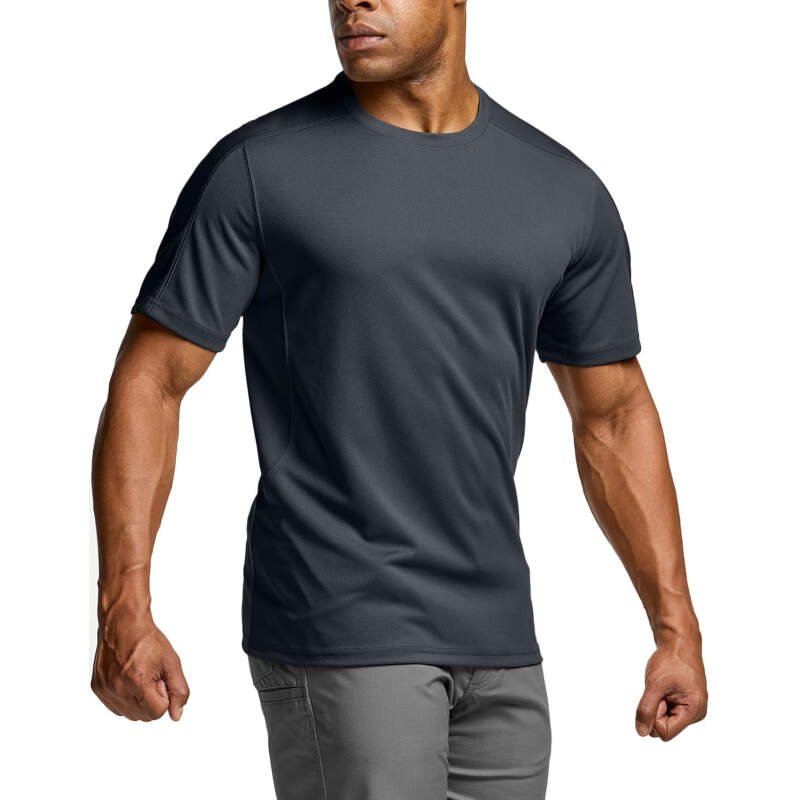 CQR Men’s Short Sleeve Military Tactical T-Shirt, Athletic Gym Training Army Shirts, Outdoor Hiking Workout Shirt