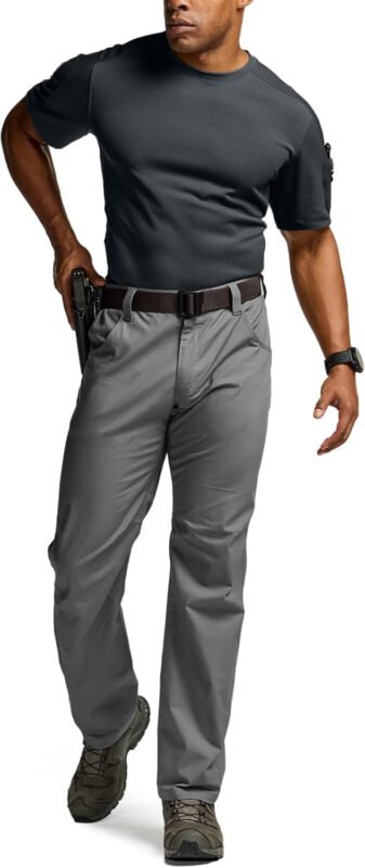CQR Men’s Short Sleeve Military Tactical T-Shirt, Athletic Gym Training Army Shirts, Outdoor Hiking Workout Shirt
