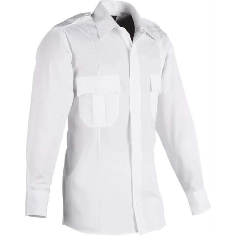 First Class 100% Polyester Long Sleeve Men’s Uniform Shirt White