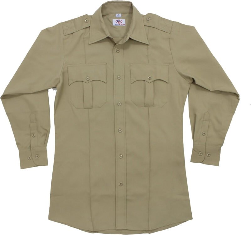 First Class 100% Polyester Long Sleeve Men’s Uniform Shirt White