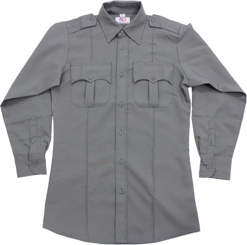 First Class 100% Polyester Long Sleeve Men’s Uniform Shirt White