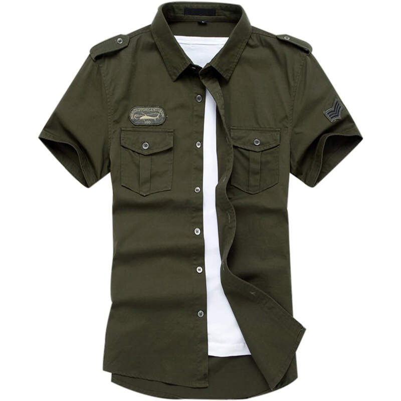 Gihuo Men’s Military Tactical Shirt Short Sleeve Cargo Work Outdoor Hiking Camping Hunting Fishing