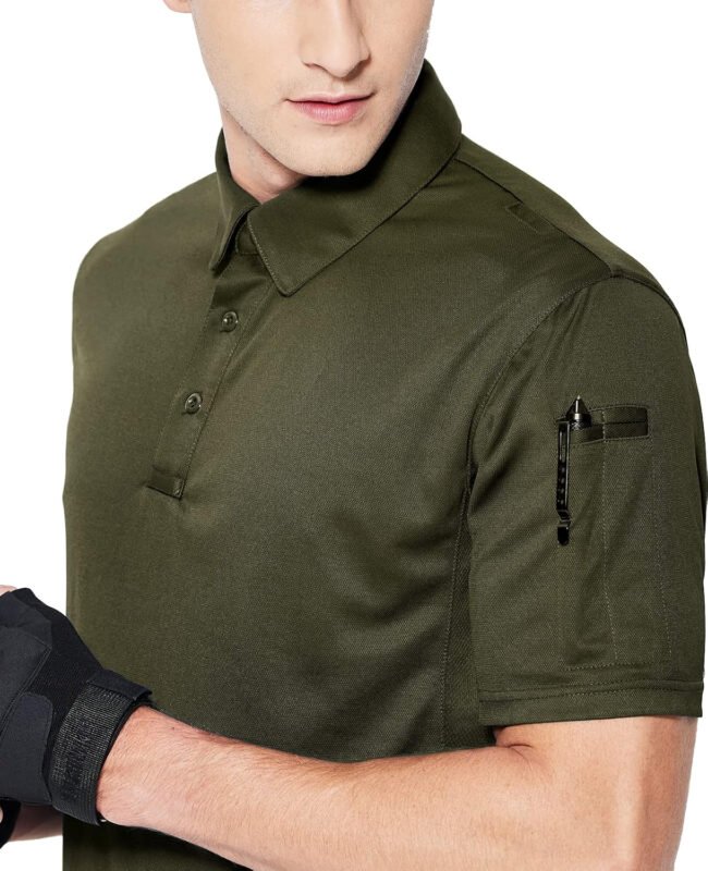 Haimont Men’s Performance Dry Fit Polo Shirt Short and Long Sleeve Golf Collared T-Shirts for Tactical Outdoor Hiking