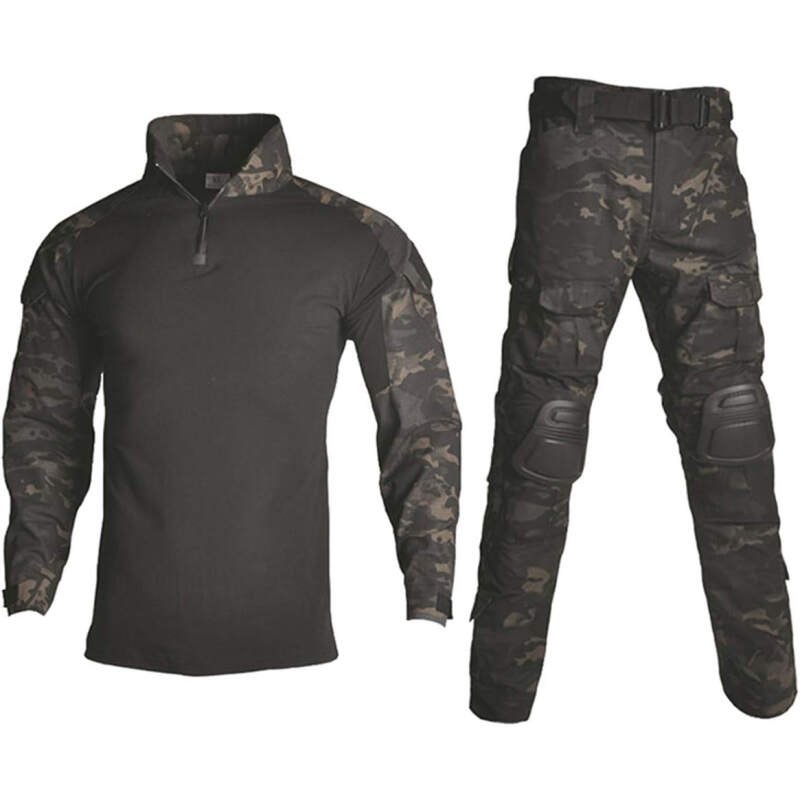 HARGLESMAN Men’s Tactical Military Suits Long Sleeve Fitting Amry Uniforms Combat Shirt and Pants with Knee Pads