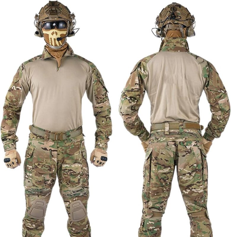 G3 Combat Shirts Camo Military Shirts with 4 Pockets Tactical Assault Long Sleeve for Paintball