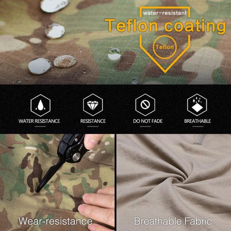 G3 Combat Shirts Camo Military Shirts with 4 Pockets Tactical Assault Long Sleeve for Paintball