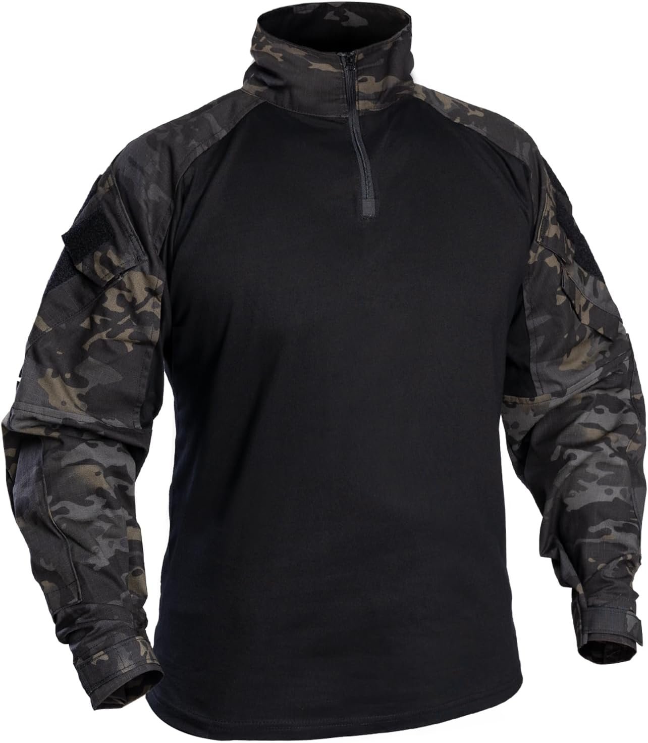 IDOGEAR SPORTS G3 Combat Shirts Men’s Tactical Shirt with Elbow Pads 1/4 Zipper Collar Long Sleeves Top Military Clothing