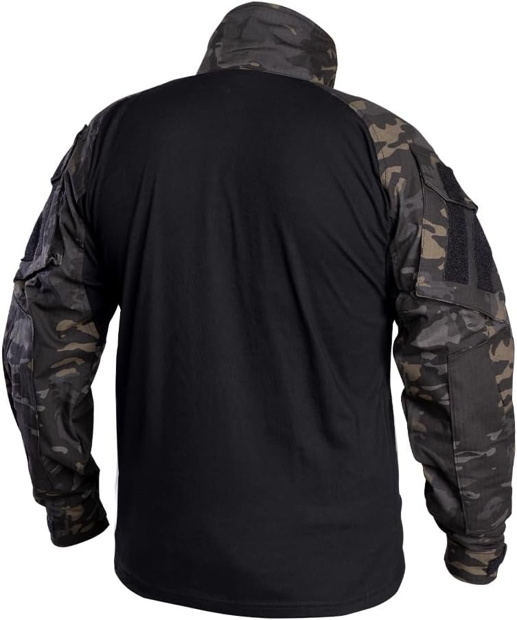 IDOGEAR SPORTS G3 Combat Shirts Men’s Tactical Shirt with Elbow Pads 1/4 Zipper Collar Long Sleeves Top Military Clothing