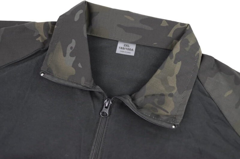 Men’s Tactical Combat Shirt Military Long Sleeve 1/4 Zipper with Pockets