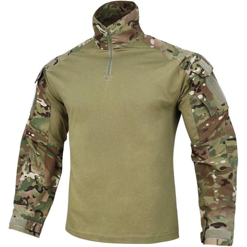 KRYDEX Tactical Men’s Combat Shirt Rapid Assault Long Sleeve Shirt with Elbow Pads