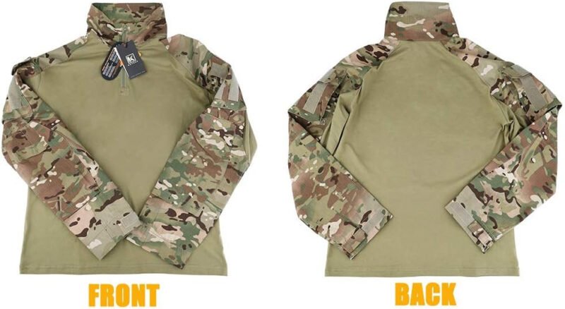 KRYDEX Tactical Men’s Combat Shirt Rapid Assault Long Sleeve Shirt with Elbow Pads