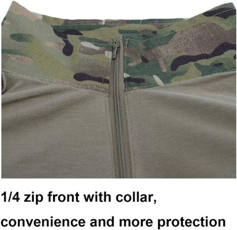 LANBAOSI Men’s Tactical Military Combat Shirt Rapid Assault Woodland Army Hunting Long Sleeve T-Shirt