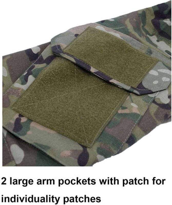 LANBAOSI Men’s Tactical Military Combat Shirt Rapid Assault Woodland Army Hunting Long Sleeve T-Shirt