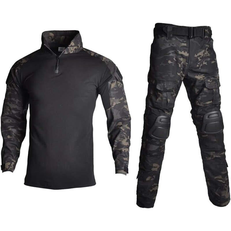 Lilychan Mens Tactical Military Suits Long Sleeve Rip-Stop Uniforms Combat Shirt and Pants Elbow Knee Pads