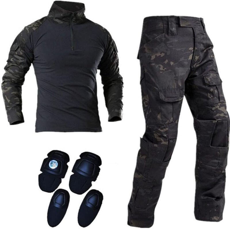 Lilychan Mens Tactical Military Suits Long Sleeve Rip-Stop Uniforms Combat Shirt and Pants Elbow Knee Pads
