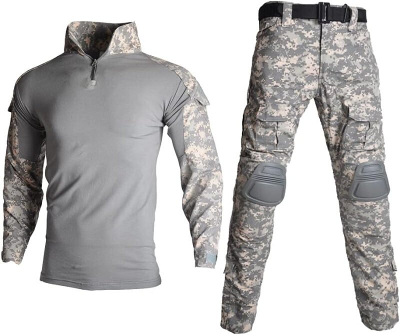 Lilychan Mens Tactical Military Suits Long Sleeve Rip-Stop Uniforms Combat Shirt and Pants Elbow Knee Pads