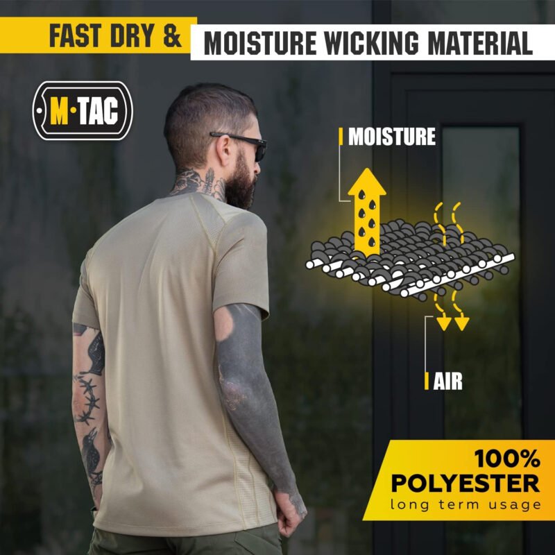 M-Tac Athletic T-Shirt Gen.2 – Breathable Polyester Military T-Shirt with Short Sleeve and Crew Neck for Men