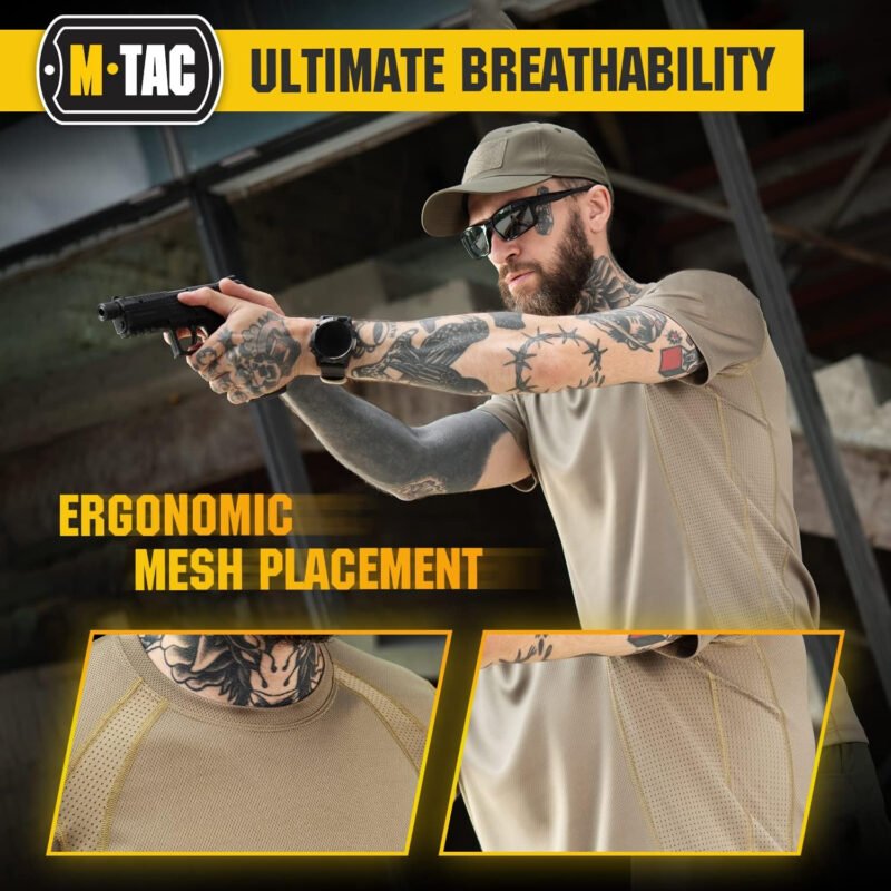 M-Tac Athletic T-Shirt Gen.2 – Breathable Polyester Military T-Shirt with Short Sleeve and Crew Neck for Men