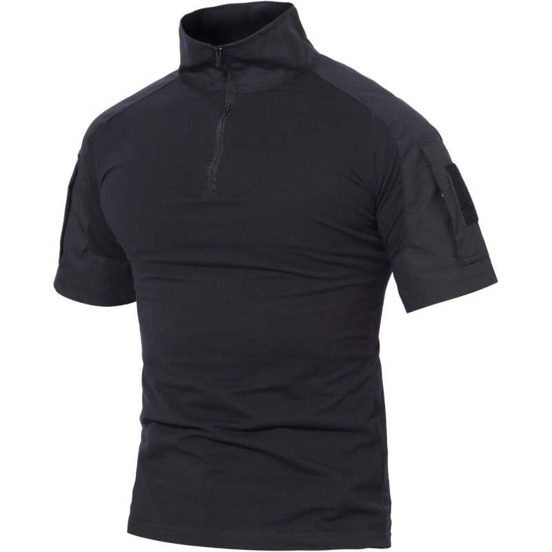 MAGCOMSEN Men’s Tactical Military Shirts 1/4 Zip Short Sleeve Slim Fit Camo Shirt