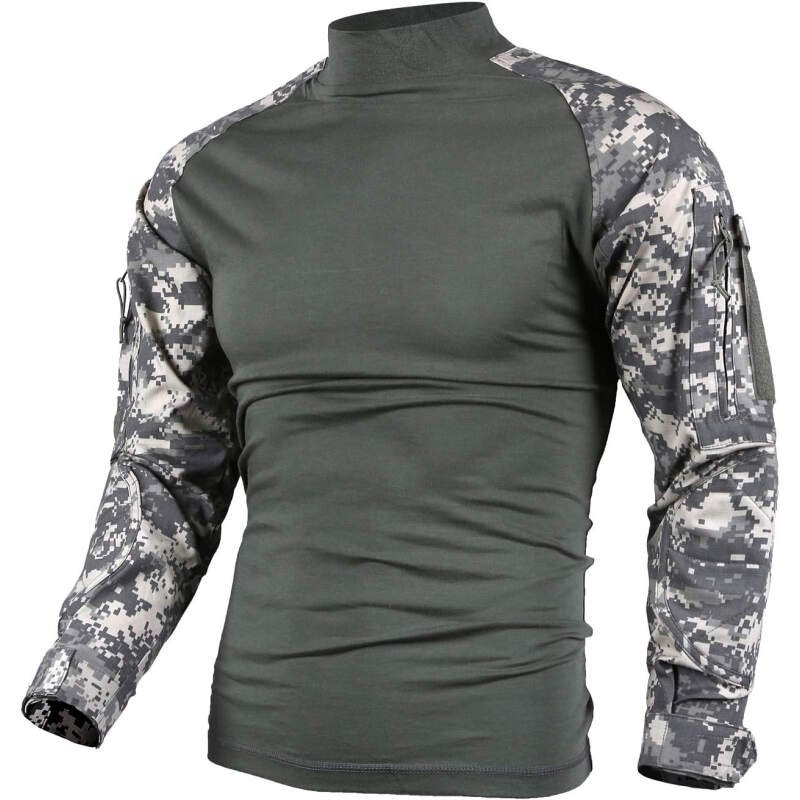 Mens Army Military Battle Combat Camo Tactical Uniform Hunting Game Shirts Tops