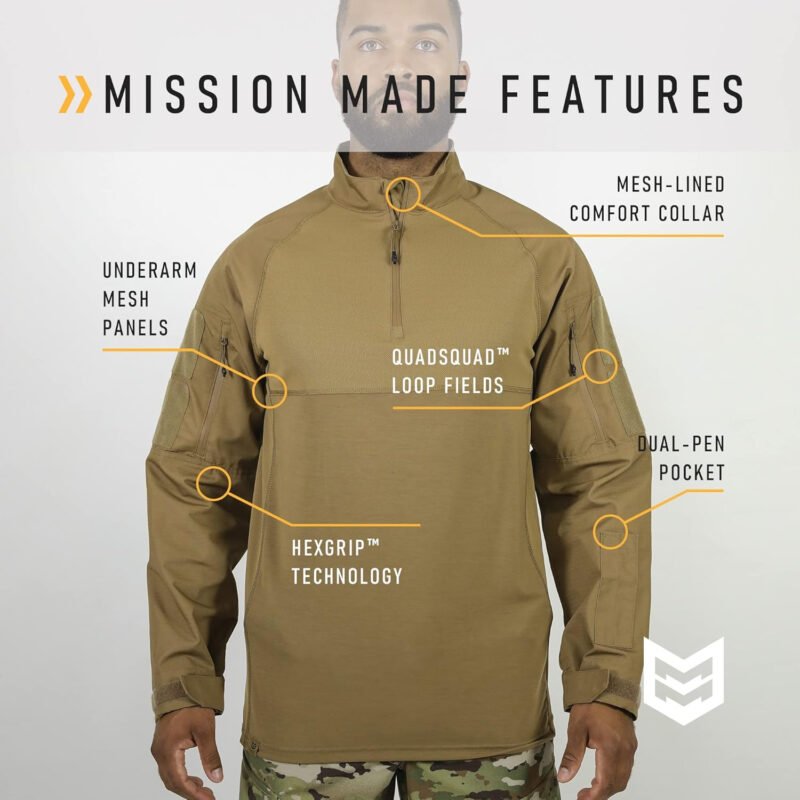 MISSION MADE Combat Shirt Military Tactical Long Sleeve 1/4 Zip for Men