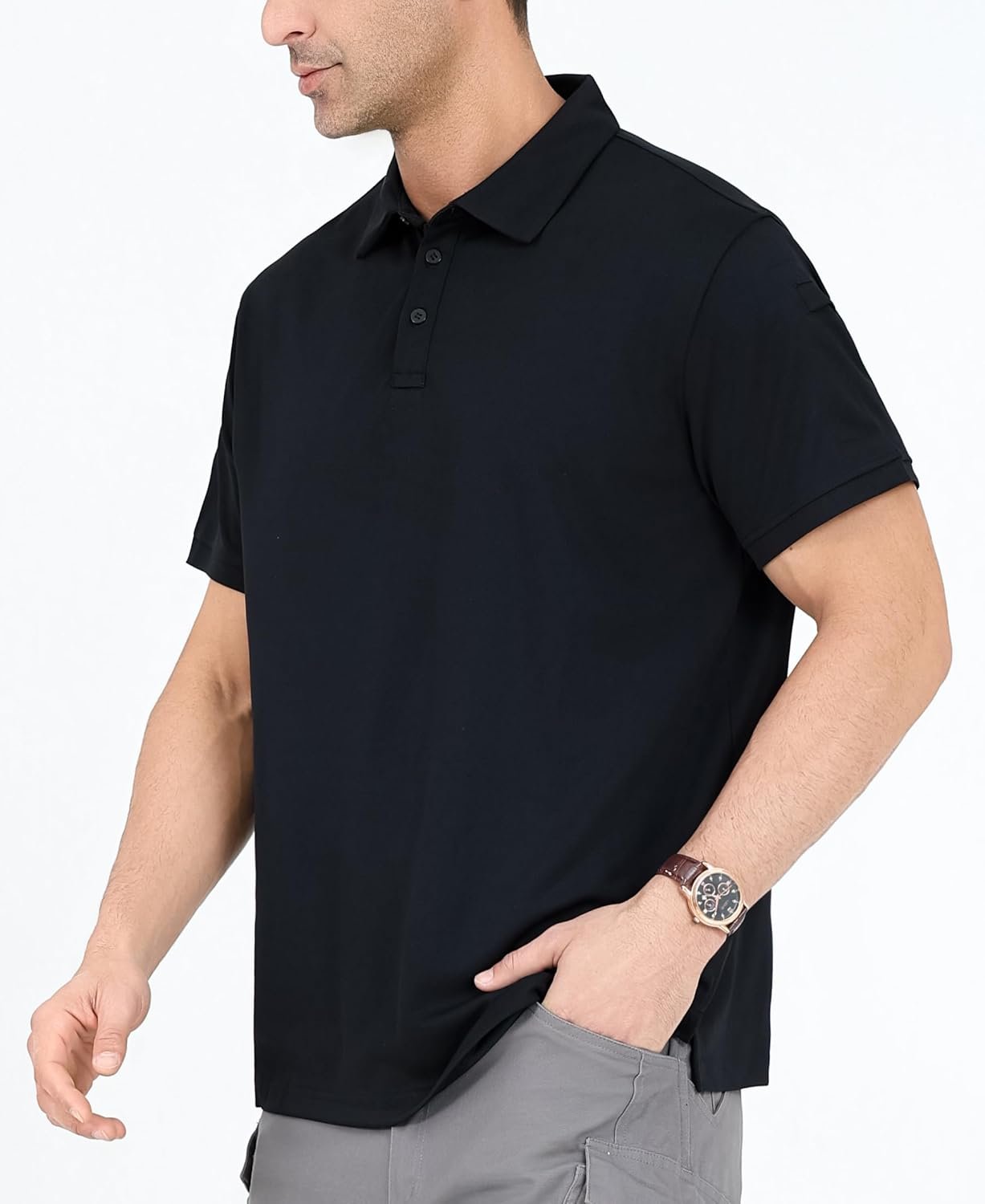 OYGSieg 5 Pack Mens Polo Shirts Quick Dry Performance Tactical Short Sleeve Golf Polo Shirts Casual Stylish Collared T-Shirts