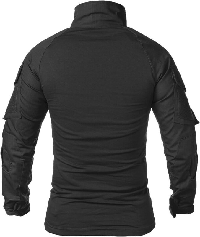 ReFire Gear Men’s Military Tactical Army Combat Long Sleeve Shirt Slim Fit Camo T-Shirt with 1/4 Zipper