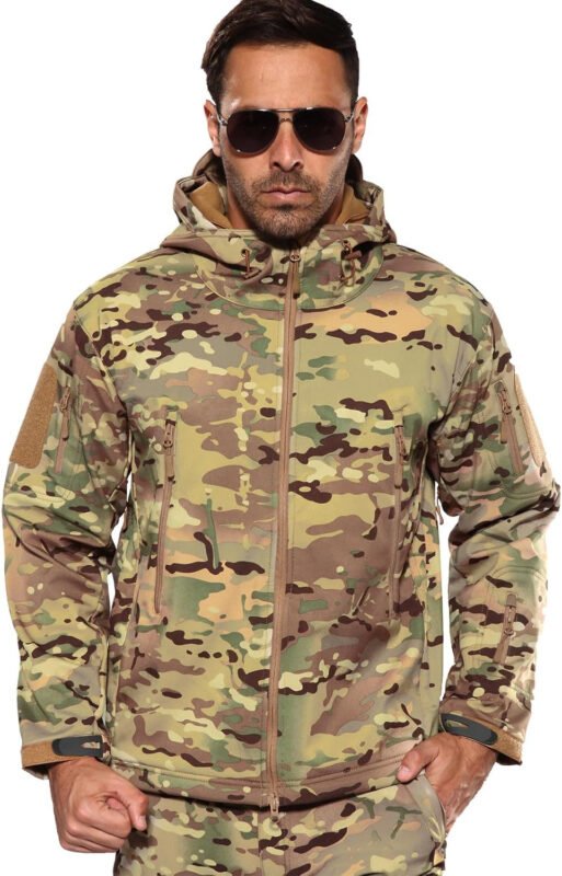 Men’s Outdoor Waterproof Soft Shell Hooded Military Tactical Jacket