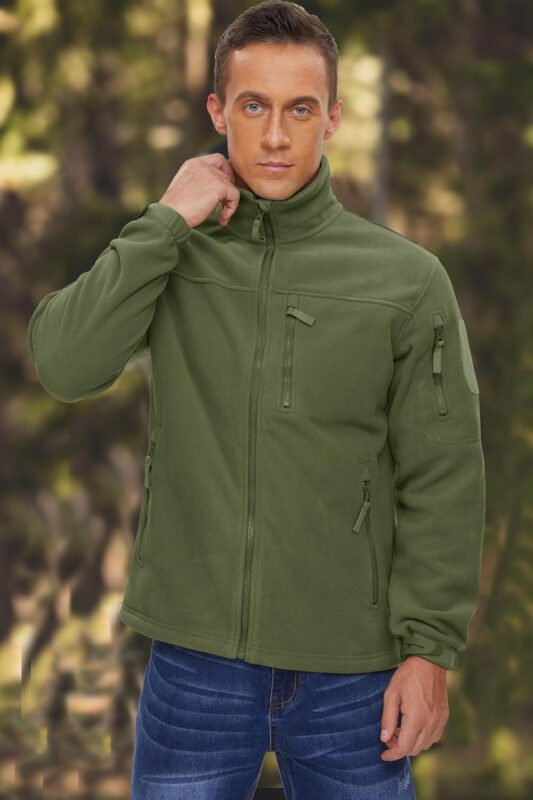 BIYLACLESEN Men’s Fleece Jacket Military Tactical Softshell Jackets Warm Winter Coats Full Zip Fleece Hunting Jackets